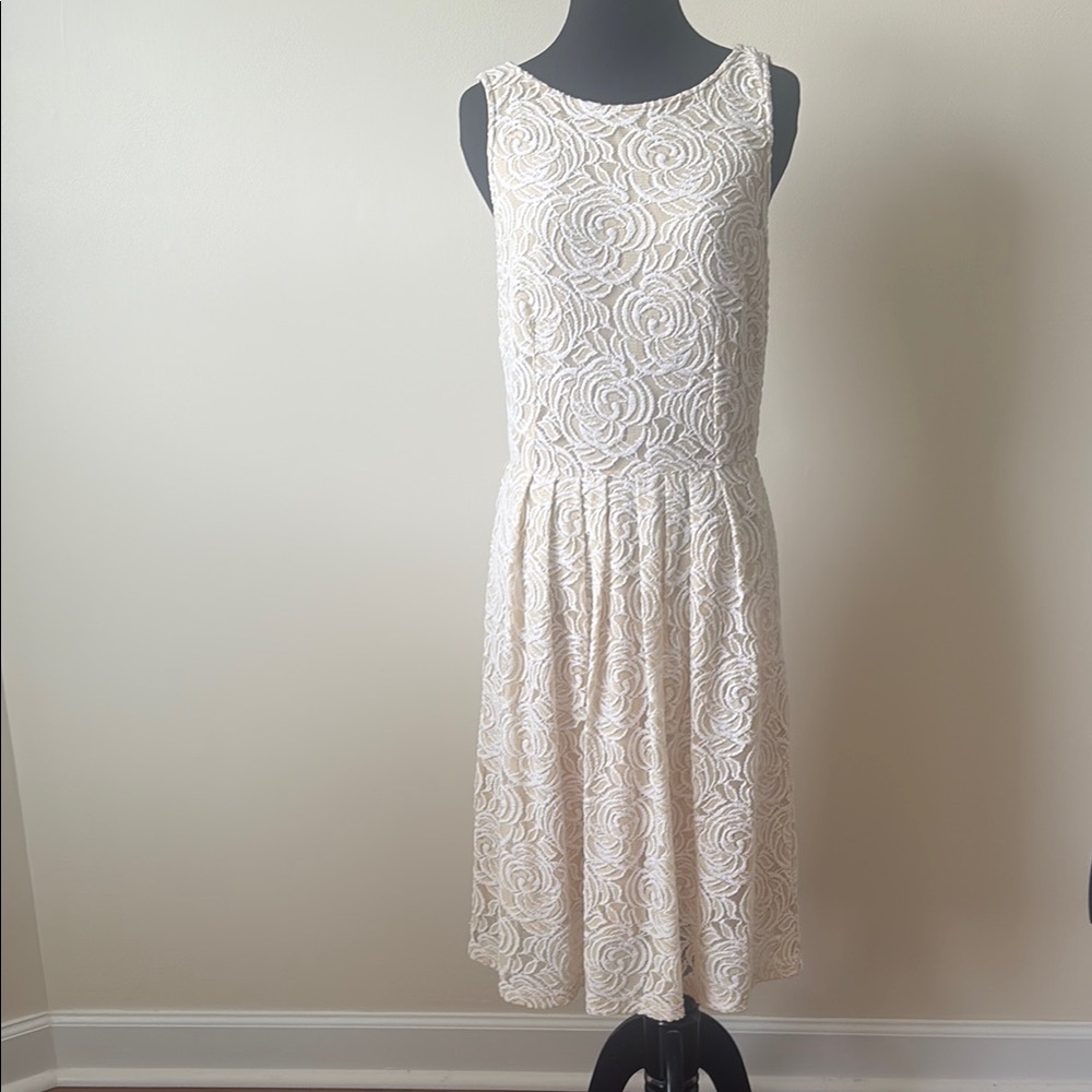 Sharagano Cream Sleeveless Midi Sundress